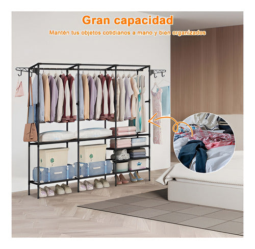 Closet Organizador 3 Espacios Zapatero Perchero - Norplat Negro