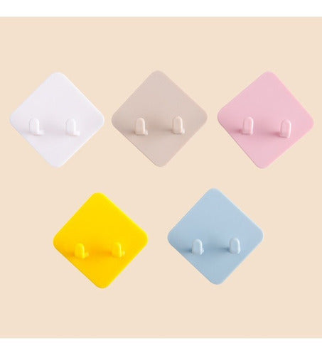 Pack De 5 Ganchos Dobles Auto Adhesivos Ideal Cocina Baño