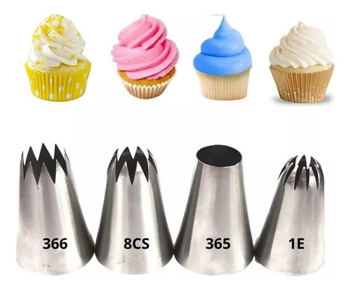 Set De 4 Boquillas Grande Repostería 366/ 365/ 1e /352 O 8cs