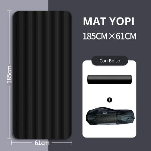 Colchoneta Yoga Mat Pilates 15mm + Bolso Transporte Norplat Negro