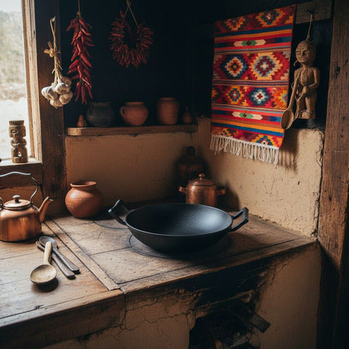 Wok De Hierro Fundido 32 X 9 Cm Redondo - Norplat Negro