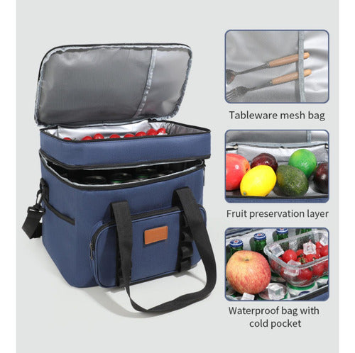 Bolso Cooler 24 Litros Termico Multi Compartimientos Norplat Azul