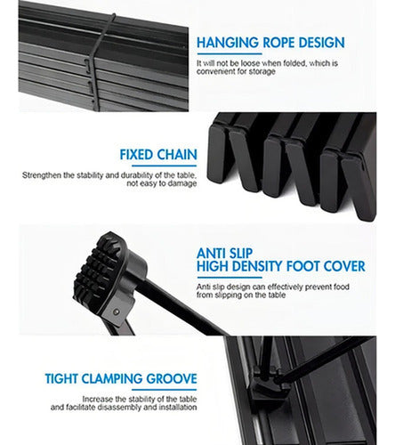 Mesa Camping Plegable Portátil Metalico Con Bolso - Norplat Negro