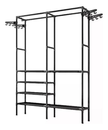 Organizador Ropa Colgador Perchero Con Estantes - Norplat Negro