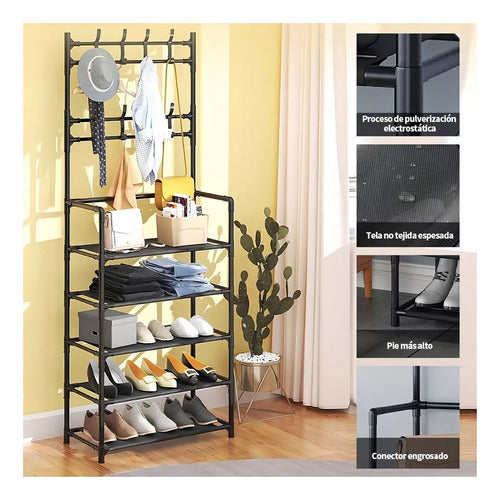 Organizador De Zapatos Colgador Perchero 5 Niveles - Norplat Negro