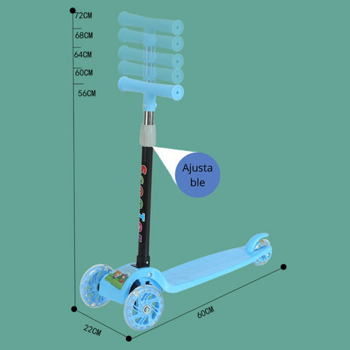 Scooter Rebelde Kids Con Luces Para Niños / Niñas Azul Ositos