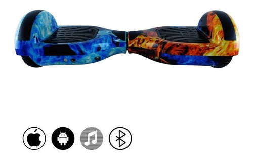 Patineta Smart Balance Speaker Bluetooth - Rebelde Eciclos Ice & Fire (azul Naranjo)