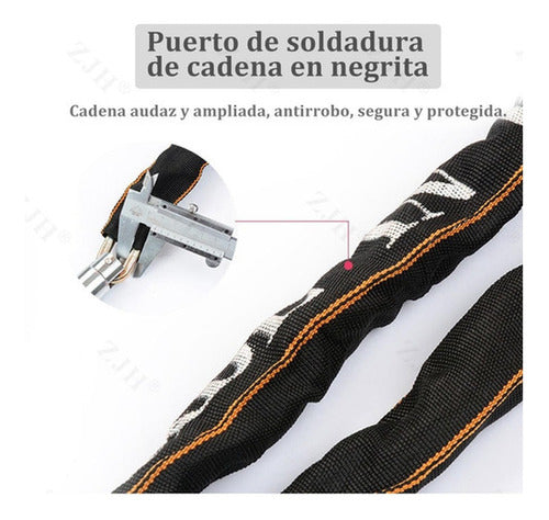 Candado Bicicleta Con Cadena Acero Cobertor Textil Norplat Negro
