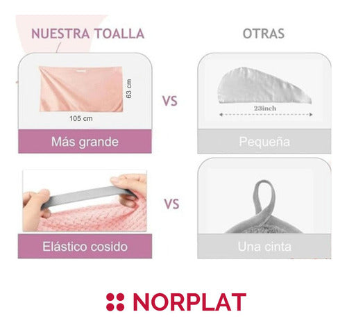 Toalla Turbante Para El Cabello Pelo De Microfibra - Norplat Beige Lisa