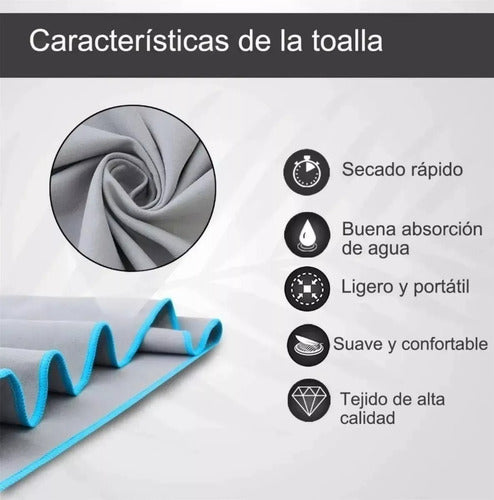 Toalla Microfibra Secado Rapido Toallon Microfibra Xl 175x75 Azul