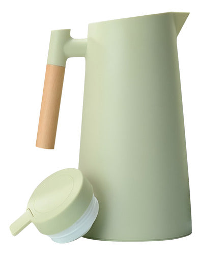 Jarra Termica Norplat 1 Litro Vidrio Aislante Calor Frio Verde Oliva