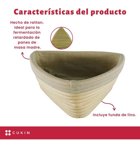 Banneton Triangular De 23x23x8cm - Cesta De Rattan - Cukin
