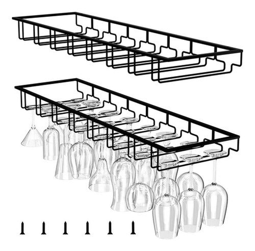 Estante Colgador De Copas - Copero 16 A 32 Copas - Norplat  Negro