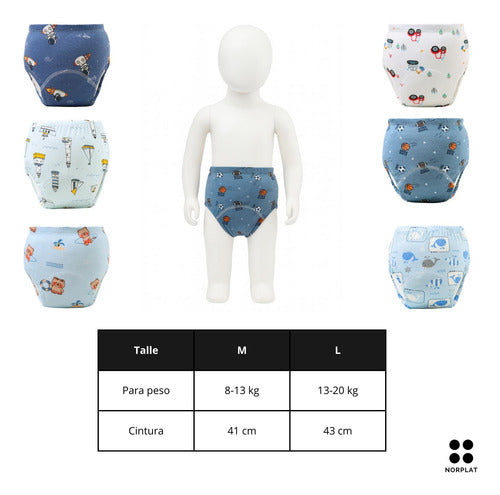 6 Calzon Entrenamiento Algodón Pull Up Reutilizable Norplat Nene M - 8 A 13 Kg