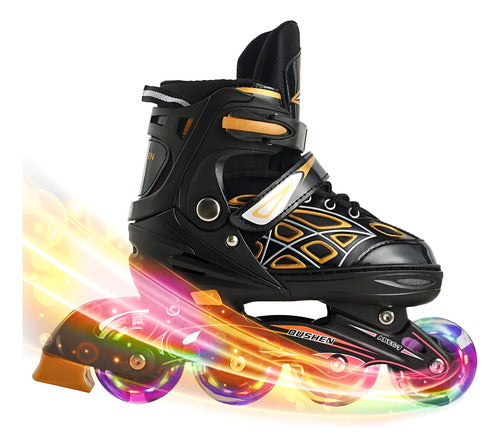 Patines En Linea Rollers Adolescentes Adultos Ajustable L 65 Mm Amarillo
