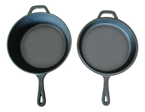 Dutch Oven Ø26cm 2 Sartenes Hierro Fundido + 2 Grip - Cukin Negro