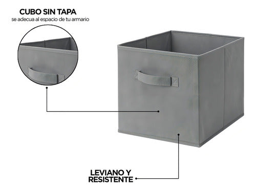 Kit 6 Cajas Organizadoras Cubo Plegables Closet Ropa Norplat Gris Oscuro Lisa