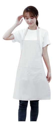 Pechera De Cocina Delantal Garzon Estilista Unisex Blanco Liso