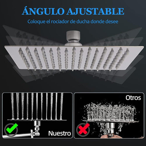 Cabezal Ducha Cuadrado 25cm 121 Boquillas Acero Inox Norplat Plateado Cromado