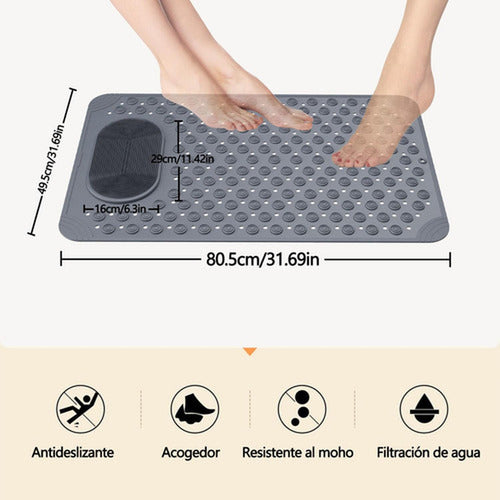 Goma Antideslizante Ducha Norplat Piso De Tina Baño 50×80cm Gris Oscuro