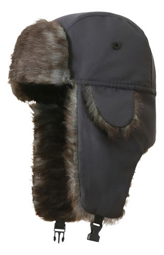 Gorro Invierno Ruso Unisex Cálido Termico Aviador - Norplat Gris Oscuro M Lisa