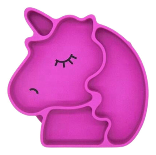 Plato Guagua Unicornio De Silicona Antideslizante Irrompible Rosa Unicornio