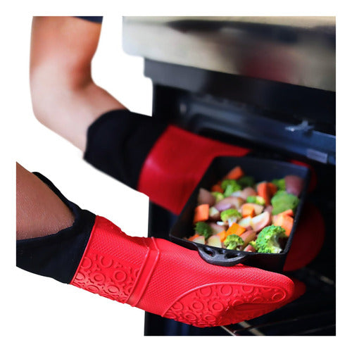 Guante De Silicona Toma Olla Con Relleno De Algodón - Cukin - Rojo