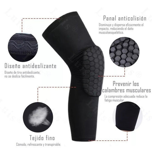 Par Rodillera Honeycomb Con Proteccion Deportiva Negro S