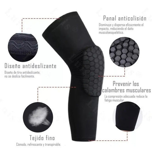 Par Rodillera Honeycomb Con Proteccion Deportiva Negro Xl