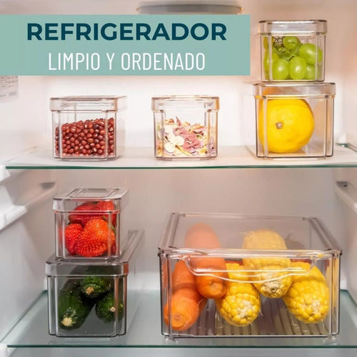 Organizador Refrigerador Set 7 Contenedores Con Tapa - Cukin Transparente