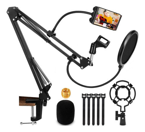 Soporte Brazo Micrófono Norplat Tiktok Estudio Grabación Negro