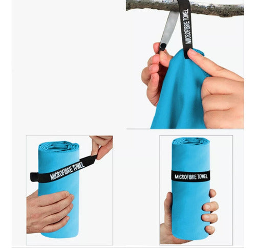 Toalla De Deporte Microfibra Set X3 Secado Rapido - Norplat Azul Microfibra