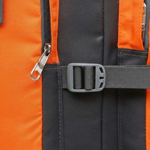 Mochila Impermeable Norplat 90l Para Camping Trekking Viajes Naranja Claro Liso