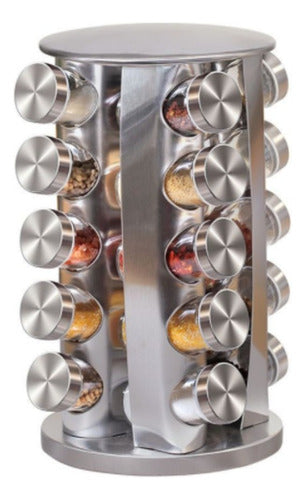 Condimenteros Especiero Giratorio Cocina 20 Frascos - Cukin Plateado