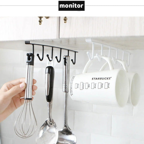 Organizador Soporte Colgador De Tazas Utensilios De Cocina Blanco