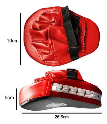 2 Focos Karate Boxeo Norplat Manopla Entrenamiento Curvo Mma Rojo Y Negro