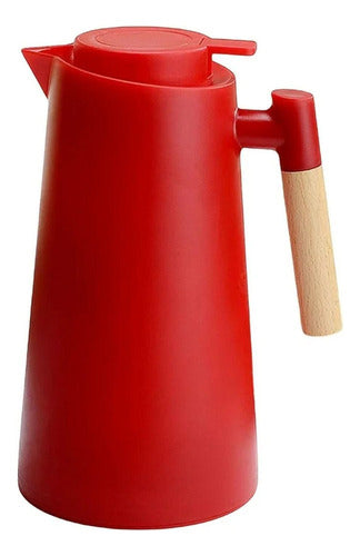 Jarra Termica Norplat 1 Litro Vidrio Aislante Calor Frio Rojo
