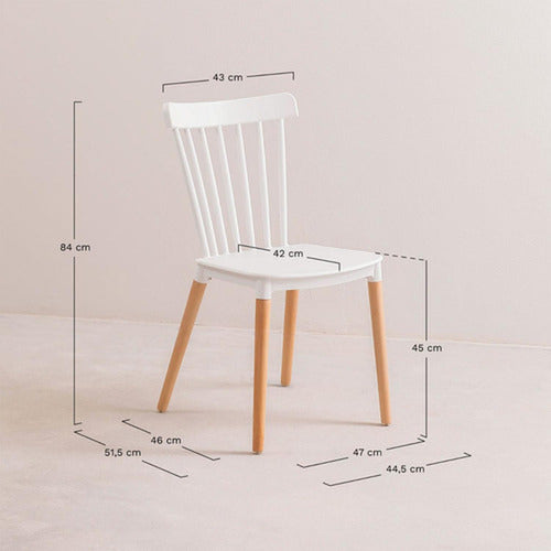 Pack 4 Sillas Comedor Windsor Aptas Terraza - Norplat Liso Madera Blanco Blanco
