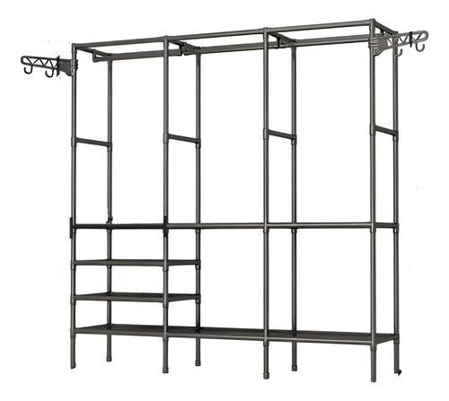 Closet Organizador 3 Espacios Zapatero Perchero - Norplat Negro