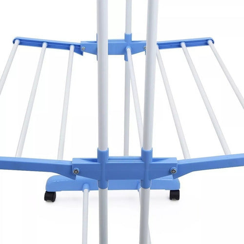 Tendedero Organizador Colgador Ropa Plegable 3 Niveles Rueda Blanco