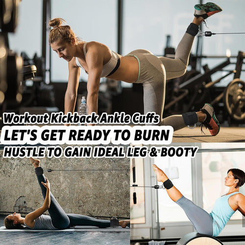 2 Tobilleras Polea Enganche Gym Glúteos Extensiones Norplat Negro