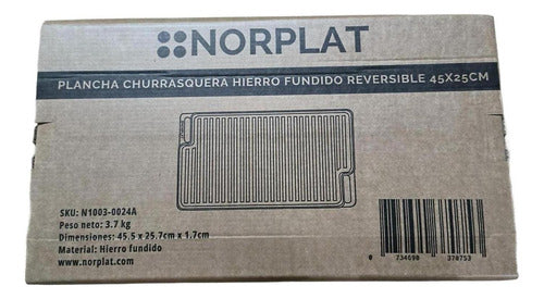 Plancha Churrasquera Hierro Fundido Reversible - Norplat Negro
