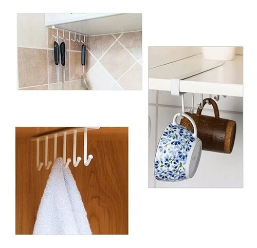 Organizador Soporte Colgador De Tazas Utensilios De Cocina Blanco