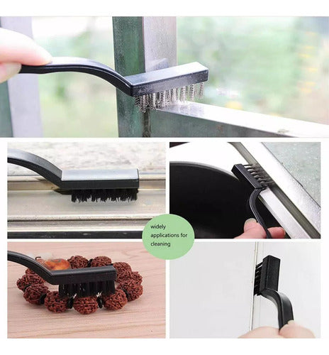Set 3 Cepillos Limpieza Accesorios Hogar Oxido Auto Negro