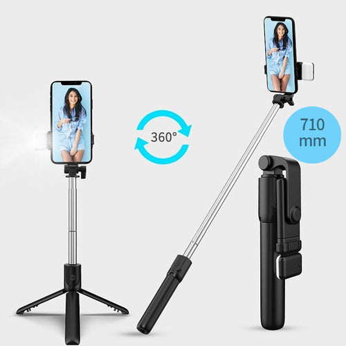 Palo Selfie Stick Trípode Baston Extensible Bluetooth TriPod Negro