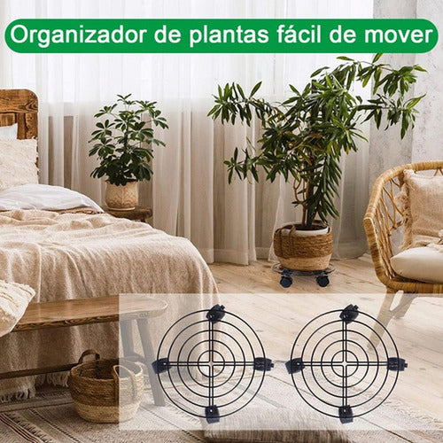 2 Soportes De Base De Maceta De Metal Con Ruedas - Norplat Negro Lisa