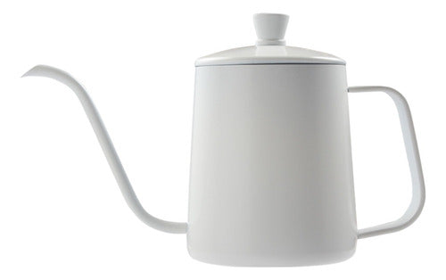 Tetera Cuello Cisne Negra 350 Ml Café Te De Acero Inoxidable Blanco