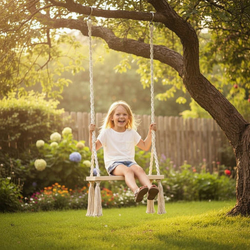 Columpio De Madera Para Niños Fácil De Amarrar - Norplat Madera Clara