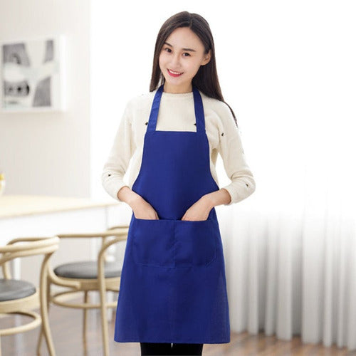 Pechera De Cocina Delantal Garzon Estilista Unisex Azul Liso