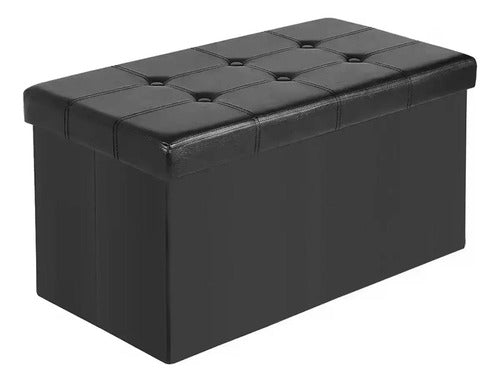 Puff Baul Asiento Organizador Plegable Banqueta - Norplat Negro
